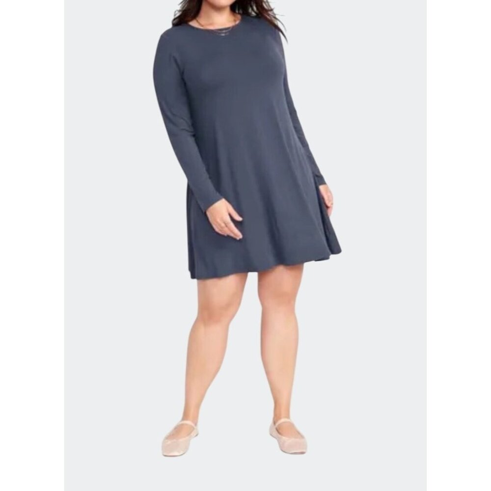 Old Navy Womens Black Long Sleeve Mini Swing Dress XL Viscose Blend - Picture 12 of 13